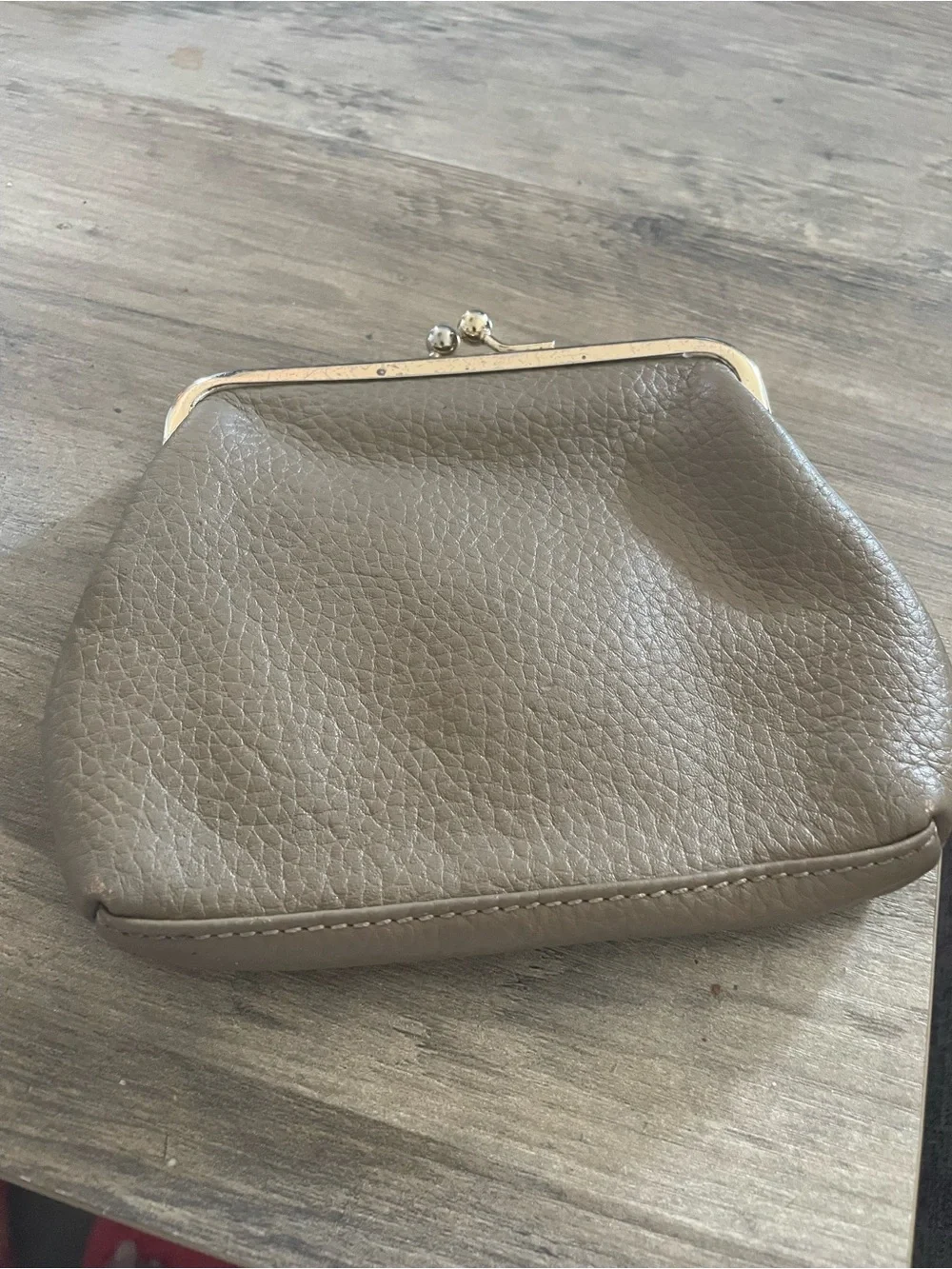 Dooney & Bourke Tan Pebbled Leather Kiss lock Clutch/change/Card wallet 6” X 6”